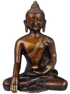 8" Tibetan Buddhist Bhumisparsha Buddha in Brass | Handmade | Made In India