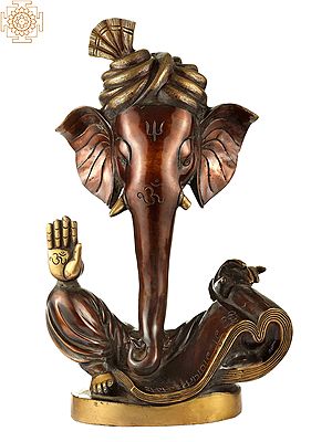 17" Stylized Blessing Ganesha in Dual Tone In Brass | Handmade | Made In India