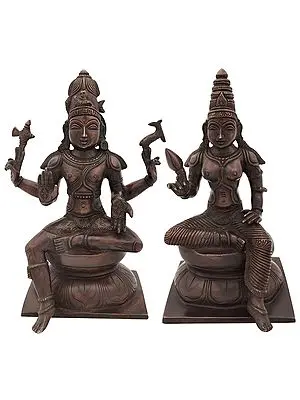 11" Lord Shiva as Pashupatinath with Goddess Parvati In Brass | Handmade | Made In India
