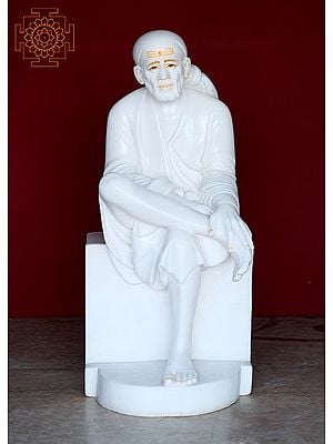36" Large Sai Baba Statue | Handmade | Shirdi Sai Baba | Pure White Marble Sai Baba Statue | Sai Baba of Shirdi | Sri DattaGuru
