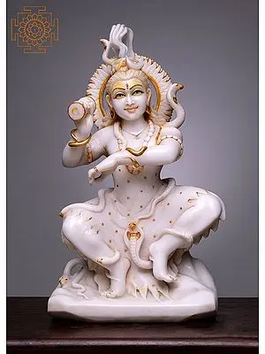 21" Dancing Shiva | Handmade | White Marble Statue | Shiva Tandava