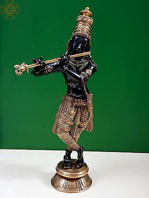 23" Shri Krishna Playing His Flute | Handmade Murlimanohar Brass Statue