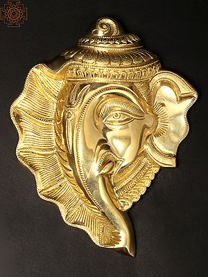 9" Brass Ganesha Mask Wall Hanging