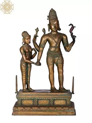 23" Marriage of Shiva and Parvati (Kalayan Sundaram) | Handmade | Madhuchista Vidhana (Lost-Wax) | Panchaloha Bronze from Swamimalai