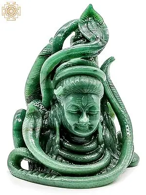 Jade Aventurine Sculpture of Lord Shiva's Head (10 Inch)