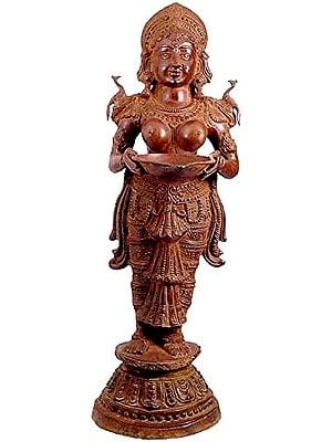 33" Large Size Deep Lakshmi In Brass | Handmade | Made In India