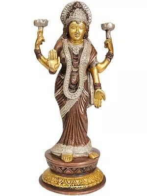 11" Brass Lakshmi Idol | Handmade | Made In India
