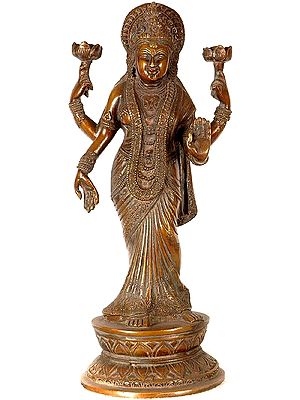 11" Brass Lakshmi Idol | Handmade | Made In India