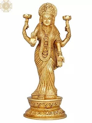 11" The Thrice Bent Lakshmi in a Sari In Brass | Handmade | Made In India