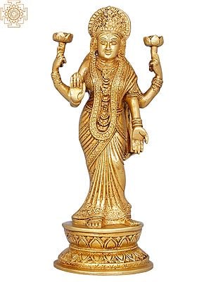 11" The Thrice Bent Lakshmi in a Sari In Brass | Handmade | Made In India