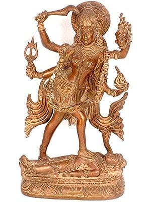 9" Goddess Kali In Brass | Handmade | Made In India