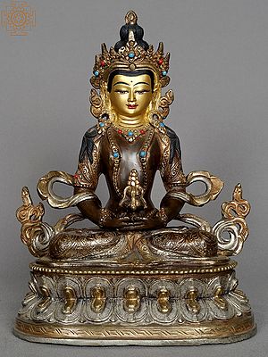 8" Copper Aparmita Statue from Nepal | Amitayus Nepalese Idol