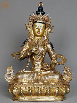 14" Tibetan Buddhist Deity Vajrasattva Idol | Copper Statue from Nepal