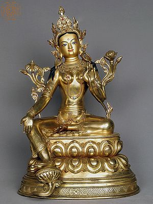 18" Mongolian Tara Copper Statue from Nepal