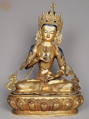 19" Buddhist Deity Vajrasattva Idol from Nepal | Nepalese Copper Statue