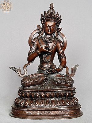 10" Buddhist Deity Vajrasattva Idol from Nepal | Nepalese Copper Statue