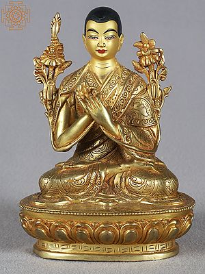 6" Tsongkhapa Copper Statue from Nepal | Buddhist Deity Idols