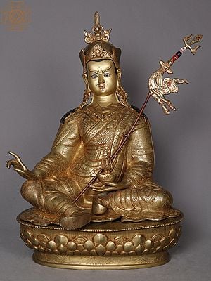 18" Guru Padmasambhava Copper Statue from Nepal | Buddhist Deity Idols