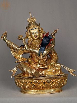 14" Guru Rinpoche Copper Statue from Nepal | Authentic Nepalese Sculpture