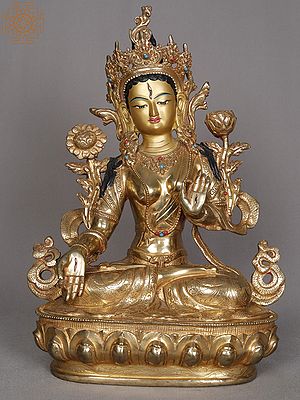 13" White Tara Copper Sculpture | Statue from Nepal