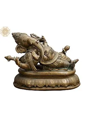 19" Reclining Lord Ganesha Bronze Sculpture