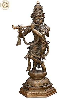 28" Standing Lord Krishna Statue Playing Flute
