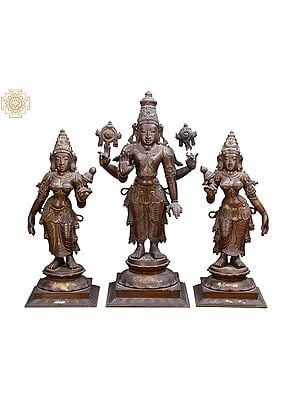 24" Lord Vishnu with Sridevi and Bhudevi