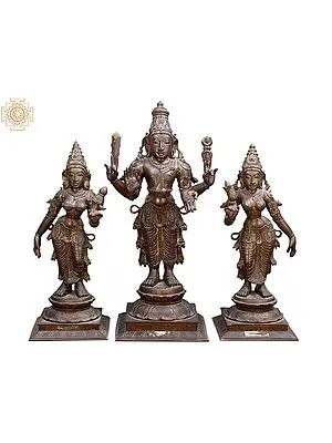 24" Lord Murugan (Karttikeya) with Devasena and Valli