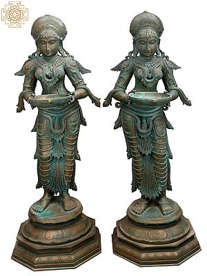 44" Large Bronze Deep Lakshmi (Pair)