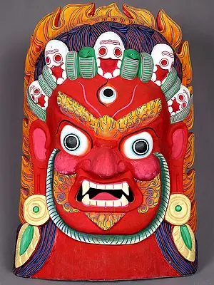 25" Wooden Bhairava Mask