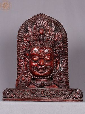 14" Wooden Lord Mahakala Face
