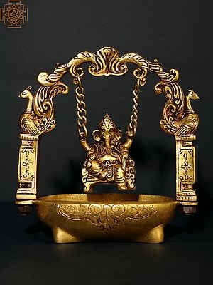 8" Brass Lord Ganesha on Swing