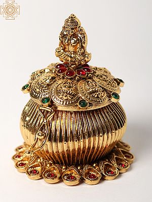 Maa Lakshmi Design Sindoor Box with Multicolor Stone Work