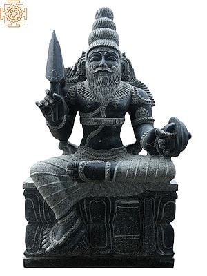 26" Sitting Lord Muneeswaran | Granite Stone Sculpture