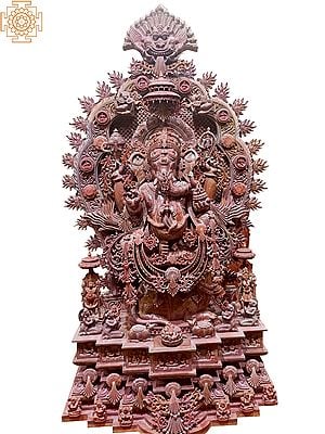 48" Large Gajanana With Super Inticrate Carved