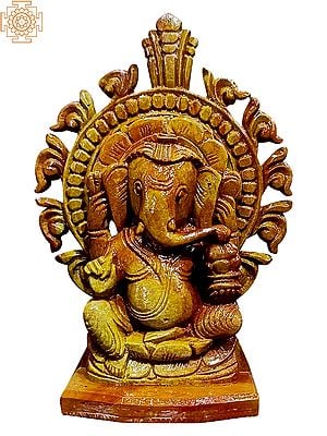 3" Small Beautiful Ganapati Idol of Red Serpentine Stone