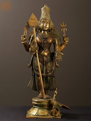 Lord Murugan With Inticrate Work Of Bronze