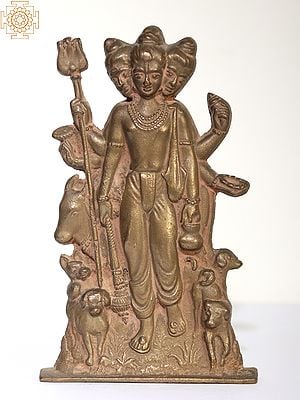 Tablet of Lord Dattatreya in Brass