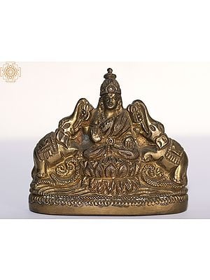 3" Small Goddess Gajalakshmi Brass Statue