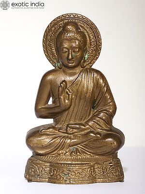 8" Buddha Idol in Vitark Mudra | Brass Statue