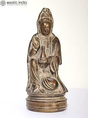8" Goddess Guanyin | Brass Statue