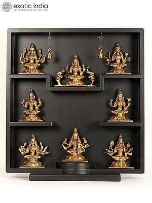 22" Ashtalakshmi Wall Hanging & Table Top Panel in Wood & Brass