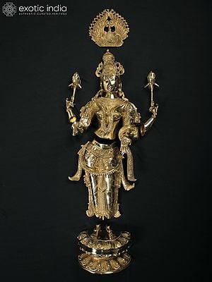Standing Goddess Lakshmi Wall Hanging Brass Sculpture