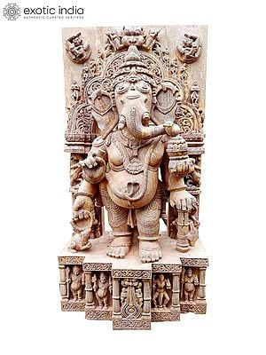 60'' Standing Ganapati Idol In Sandstone