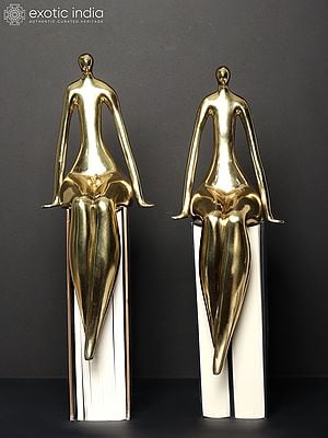 Seated Couple Figure Idol | Handmade Brass Statue | Made in India