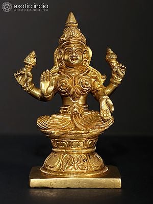 5" Vidya Lakshmi - Goddess of Knowledge and Arts | Brass Statue