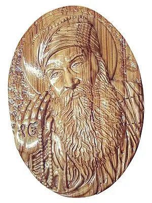Wooden Guru Nanak Wall Hanging Panel