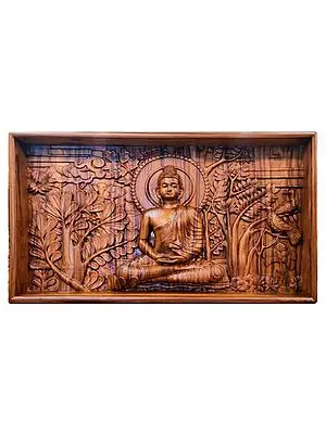 Wooden Buddha Wall Hanging Panel