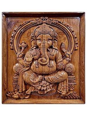 Wooden Ganesha Wall Hanging Panel