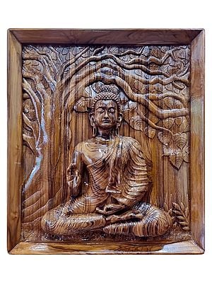 Wooden Buddha Wall Hanging Panel